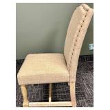 Beige Upholstered Chair with Nailhead Trim & Wood Legs