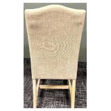 Beige Upholstered Chair with Nailhead Trim & Wood Legs