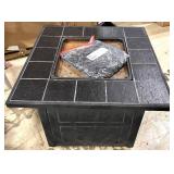 Gas Fire Pit Table in Black Tile Square Outdoor