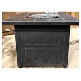 Gas Fire Pit Table in Black Tile Square Outdoor