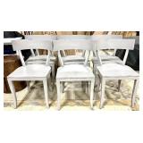 Six Light Gray Painted Dining Chairs - Curved Back Design