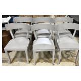Six Light Gray Painted Dining Chairs - Curved Back Design
