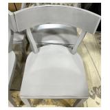 Six Light Gray Painted Dining Chairs - Curved Back Design