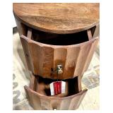 Barrel-Shaped Wooden Storage Table - Handmade in India