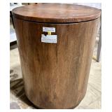 Barrel-Shaped Wooden Storage Table - Handmade in India