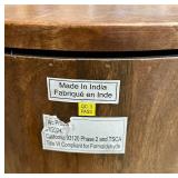 Barrel-Shaped Wooden Storage Table - Handmade in India