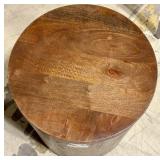 Barrel-Shaped Wooden Storage Table - Handmade in India