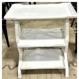 White Wood 3-Tier End Table - X-Frame Legs