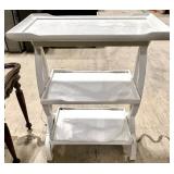 White Wood 3-Tier End Table - X-Frame Legs