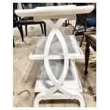 White Wood 3-Tier End Table - X-Frame Legs
