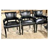 Black Upholstered Dining Chairs with Nailhead Trim - Set of 3
