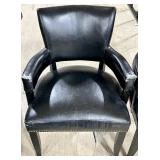Black Upholstered Dining Chairs with Nailhead Trim - Set of 3