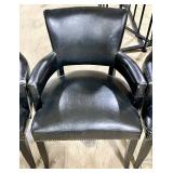 Black Upholstered Dining Chairs with Nailhead Trim - Set of 3