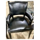 Black Upholstered Dining Chairs with Nailhead Trim - Set of 3