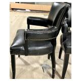 Black Upholstered Dining Chairs with Nailhead Trim - Set of 3