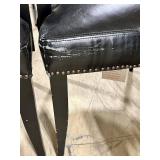 Black Upholstered Dining Chairs with Nailhead Trim - Set of 3