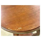 Round Wooden End Table with Lower Shelf & Carved Legs - Dark Brown Finish