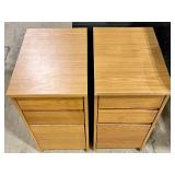 Oak Nightstands Pair - 3-Drawer Bedside Tables