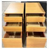Oak Nightstands Pair - 3-Drawer Bedside Tables