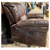 Man Wah Leather Electric Recliner Chair - Brown Upholstery