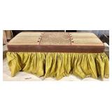 Vintage Upholstered Ottoman Bench - Striped Sides & Damask Center Panel