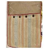 Vintage Upholstered Ottoman Bench - Striped Sides & Damask Center Panel