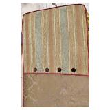 Vintage Upholstered Ottoman Bench - Striped Sides & Damask Center Panel