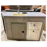 PONTOON Beach Bar Edition Kitchen Island with Sink & Granite Style Top - Stainless Steel
