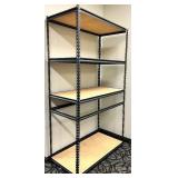 4-Tier Industrial Steel Shelving Rack - Plywood Shelves & Adjustable Uprights, Black Powder-Coated