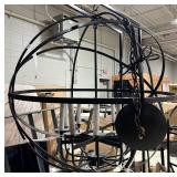 Large 42" Black Metal Orb Chandelier with Candle-Style Sockets