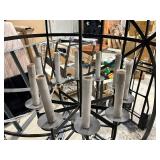 Large 42" Black Metal Orb Chandelier with Candle-Style Sockets