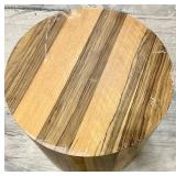 Zebrawood Round Drum Table - Cylindrical End Table with Natural Veneer