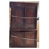 Dark Wood Cabinet / Armoire - Two-Piece with Upper & Lower Doors
