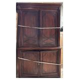 Dark Wood Cabinet / Armoire - Two-Piece with Upper & Lower Doors