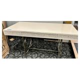Bernhardt Console Table Desk - White Finish - 3 Drawers - Gold Ring Base
