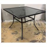 Glass Top Patio Table - Black Metal Frame