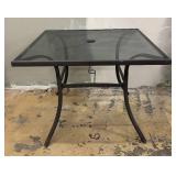 Glass Top Patio Table - Black Metal Frame
