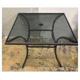 Glass Top Patio Table - Black Metal Frame