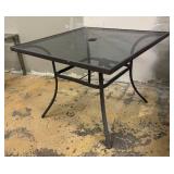 Glass Top Patio Table - Black Metal Frame