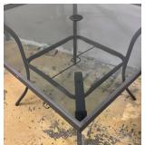 Glass Top Patio Table - Black Metal Frame