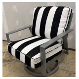 Castelle Swivel Patio Chair with Black & White Stripe Cushions