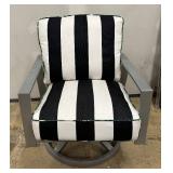 Castelle Swivel Patio Chair with Black & White Stripe Cushions