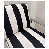Castelle Swivel Patio Chair with Black & White Stripe Cushions