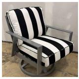 Castelle Swivel Patio Chair with Black & White Stripe Cushions