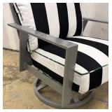 Castelle Swivel Patio Chair with Black & White Stripe Cushions