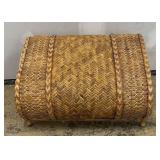 Rattan Ottoman  - Natural Woven Barrel Footstool
