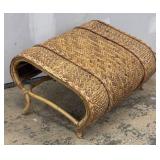 Rattan Ottoman  - Natural Woven Barrel Footstool