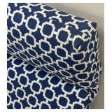 Two Patio Cushions Navy with Geometric Pattern