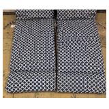 Two Patio Cushions Navy with Geometric Pattern