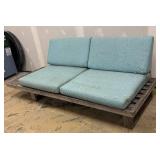 Summer Classics Teak Wood Patio Sofa with Pallet-Style Base